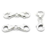 NaturSchatulle Doppel Karabinerverschluss 100% Sterling Silber 925 I 5 Stück Schmuckverschluss 22mm Karabinerhaken Kettenverschluss Basteln Schmuckherstellung