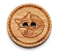 NaturSchatulle Holzknöpfe Gravur Motiv Fuchs 12-30mm I 25 Stück Kirsche 2 Loch Knöpfe Holz DIY Basteln Nähen Schmuckherstellung Annähen Rund 30mm