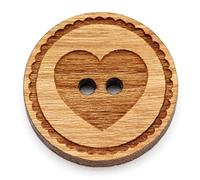 NaturSchatulle Holzknöpfe Gravur Motiv Herz 12-30mm I 25 Stück Kirsche 2 Loch Knöpfe Holz DIY Basteln Nähen Schmuckherstellung Annähen Rund 25mm