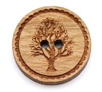 NaturSchatulle Holzknöpfe Gravur Motiv Lebensbaum 12-30mm I 25 Stück Kirsche 2 Loch Knöpfe Holz DIY Basteln Nähen Schmuckherstellung Annähen Rund 25mm