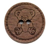 NaturSchatulle Holzknöpfe Gravur Motiv Teddybär 12-30mm I 25 Stück Nussbaum 2 Loch Knöpfe Holz DIY Basteln Nähen Schmuckherstellung Annähen Rund 30mm