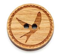 NaturSchatulle Holzknöpfe Gravur Motiv Vogel 12-30mm I 25 Stück Kirsche 2 Loch Knöpfe Holz DIY Basteln Nähen Schmuckherstellung Annähen Rund 30mm