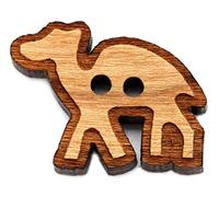 NaturSchatulle Holzknöpfe Motiv Dromedar | 5 Stück Kirsche 2 Loch Knöpfe Holz DIY Basteln Nähen Schmuckherstellung Annähen Kinderknöpfe