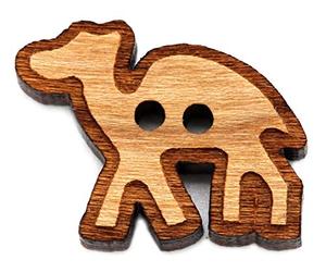 NaturSchatulle Holzknöpfe Motiv Dromedar | 5 Stück Kirsche 2 Loch Knöpfe Holz DIY Basteln Nähen Schmuckherstellung Annähen Kinderknöpfe