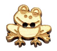 NaturSchatulle Holzknöpfe Motiv Frosch | 5 Stück Ahorn 2 Loch Knöpfe Holz DIY Basteln Nähen Schmuckherstellung Annähen Kinderknöpfe