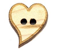 NaturSchatulle Holzknöpfe Motiv Herz Kursiv | 5 Stück Ahorn 2 Loch Knöpfe Holz DIY Basteln Nähen Schmuckherstellung Annähen Kinderknöpfe