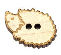 NaturSchatulle Holzknöpfe Motiv Igel | 5 Stück Ahorn 2 Loch Knöpfe Holz DIY Basteln Nähen Schmuckherstellung Annähen Kinderknöpfe
