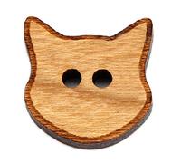NaturSchatulle Holzknöpfe Motiv Katzenkopf | 5 Stück Kirsche 2 Loch Knöpfe Holz DIY Basteln Nähen Schmuckherstellung Annähen Kinderknöpfe