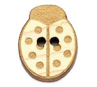 NaturSchatulle Holzknöpfe Motiv Marienkäfer | 5 Stück Ahorn 2 Loch Knöpfe Holz DIY Basteln Nähen Schmuckherstellung Annähen Kinderknöpfe