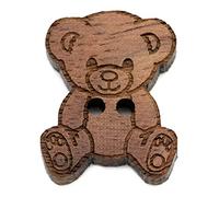 NaturSchatulle Holzknöpfe Motiv Teddybär | 5 Stück Nussbaum 2 Loch Knöpfe Holz DIY Basteln Nähen Schmuckherstellung Annähen Kinderknöpfe