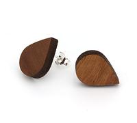 NaturSchatulle Holzohrringe Tropfen Nussbaum Ohrstecker Holz Tropfenform 925 Sterling Silber Holzschmuck Ohrringe Damen Ohrschmuck