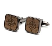 NaturSchatulle Manschettenknöpfe Herren Holz mit Gravur 1 Paar Schwarze Manschettenknopf Eckig Hochzeit Anzug Männer Cufflinks for Men