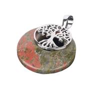 Naturstein-Anhänger „Baum des Lebens“, runder hohler Donut, TLava-Sodalith-Anhänger für Damen und Herren, Schmuck, Unakit, Einheitsgröße