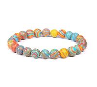 Naturstein Buntes Malachit-Perlen-Armband - 8 Mm Elastisches Seil, Runde Edelstein-Perlenarmbänder Für Damen Und Herren, Klassische Energie, Yoga, Chakra, Schmuck, Charm, Trend-Accessoires, Gesche