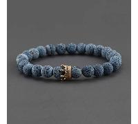 Naturstein Perlen Gepaart Armband Männer Mode Obsidian Lava Crown Charm Paar Armbänder für Frauen Distanz Freundschaft Schmuck-13_21cm