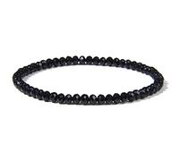 Naturstein Schwarz Spinell Perlen Stretch Armband - Vintage Ethno Facettierte Elliptische Edelstein Perlen Armreif, Charm Schmuck Geschenk Neuheit Accessoires Ornament Männer Frauen Geschenk,17Cm