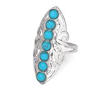 Natursteinring Kristall Breiter Hohler Blumenring Verstellbarer Offener Ring Für Frauen Yoga Reiki Gleichgewicht Steinringe Knöchel Fingerringe Ewigkeitsring Für Frauen Mädchen Junge, Blau Türkis