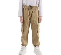 NATUST Jungen Cargohose Kinder Casual Jogginghose Hose mit Elastische Taille Khaki 170