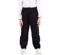 NATUST Jungen Cargohose Kinder Casual Jogginghose Hose mit Elastische Taille Schwarz 160