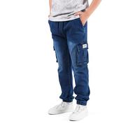 NATUST Jungen Cargohose Kinder Freizeithose Jogginghose Jungs Cargo Jeans mit Elastischem Bund Blau 146-152 (Herstellergröße: 150)