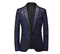 NATUZORA Anzug Jacke Herren Druck Gentleman Blazer Jackett Herren Winter Trend Slim Fit Suit Herren Jacke Klassisch Casual Mantel Blazer Herren J-Navy1 XXL