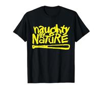 Naughty by Nature Yellow Logo Black T-Shirt, Herren, Schwarz, M