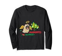 Naughty Or Nice Pets Engel Mops Weihnachten Langarmshirt
