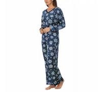 Nautica 2-teiliges Pyjama-Set für Damen aus kuscheligem Fleece, Blau, M