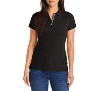 Nautica Damen 3-Button Short Sleeve Breathable 100% Cotton Polo Shirt Polohemd, True Black, Mittel