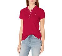 Nautica Damen 5-knopf-Kurzarm-Poloshirt aus 100% Baumwolle, Atmungsaktiv Polohemd, Nautisches Rot, X-Klein