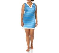 Nautica Damen Breton Stripes Sleeveless V-neck Stretch Cotton Polo Dress Freizeitkleidung, Reef Blue, S EU