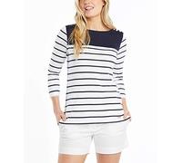 Nautica Damen Bretonisches Gestreiftes 3/4-ärmeln, 100% Baumwolle Hemd, Navy, Groß