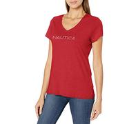 Nautica Damen Easy Comfort klassischem Logo, superweich, 100% Baumwolle T-Shirt, Rot, M
