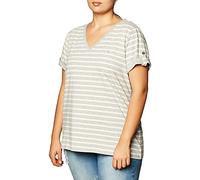 Nautica Damen Easy Comfort V-Ausschnitt, Gestreift, Superweich, Stretch-Baumwolle T-Shirt, Grey Heather, M