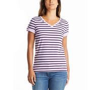 Nautica Damen Easy Comfort V-Ausschnitt, Gestreift, Superweich, Stretch-Baumwolle T-Shirt, Lavendula, M