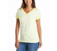 Nautica Damen Easy Comfort V-Ausschnitt, gestreift, superweich, Stretch-Baumwolle T-Shirt, Lemon Twist, XS
