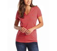 Nautica Damen Easy Comfort V-Neck Striped Supersoft Stretch Cotton T-Shirt, Rose Coral, Groß