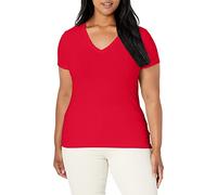 Nautica Damen Easy Comfort V-Ausschnitt, Superweiche Stretch-Baumwolle, Einfarbig T-Shirt, Rot, M