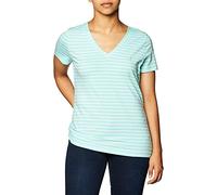 Nautica Damen Easy Comfort V-Neck Striped Supersoft Stretch Cotton T-Shirt, Blau-Aruba Blue, Groß