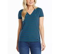 Nautica Damen Easy Comfort V-Neck Striped Supersoft Stretch Cotton T-Shirt, Leuchtendes Blau, Mittel