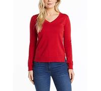 Nautica Damen Effortless J-klasse Langarm 100% Baumwolle mit V-Ausschnitt Pullover, Nautisches Rot, Klein