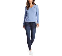 Nautica Damen Effortless J-Klasse Langarm 100% Baumwolle mit V-Ausschnitt Pullover, Schieferblau meliert, S