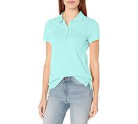 Nautica Damen Kurzärmeliges 5 Knöpfen, Atmungsaktiv, 100% Baumwolle Poloshirt, Blau-Aruba Blue, Klein