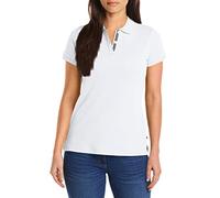 Nautica Damen-Poloshirt mit 3 Knöpfen, kurzärmelig, atmungsaktiv, 100% Baumwolle, Helles Weiß, Klein