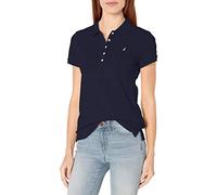 Nautica Damen-Poloshirt mit 5 Knöpfen, kurzärmelig, Baumwolle, Marineblau, Klein