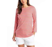 Nautica Damen Solids and Stripes Boatneck 3/4 Sleeve 100% Cotton Shirt Hemd, Dreamy Coral, Klein