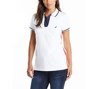 Nautica Damen Toggle Accent Short Sleeve Soft Stretch Cotton Polo Shirt Poloshirt, Bright White, X-Groß