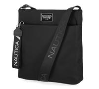 Nautica Diver Nylon Kleine Damen Crossbody Bag Geldbörse mit verstellbarem Schultergurt, Schwarze Emaille, Einheitsgröße