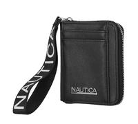 Nautica Everglades Kleine Geldbörse für Damen, kompaktes dünnes Handgelenk, Kreditkartenetui mit Ausweisfenster, Münzbörse mit Reißverschluss, Schwarz , Einheitsgröße