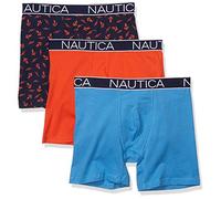 Nautica Herren 3er-Pack Klassische Boxershorts aus Baumwoll-Stretch Retroshorts, Orange Poppy/Aero Blue/Anchor-Peacoat, X-Large